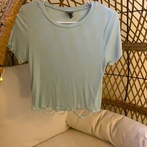 $6 baby blue long crop cotton women’s top small